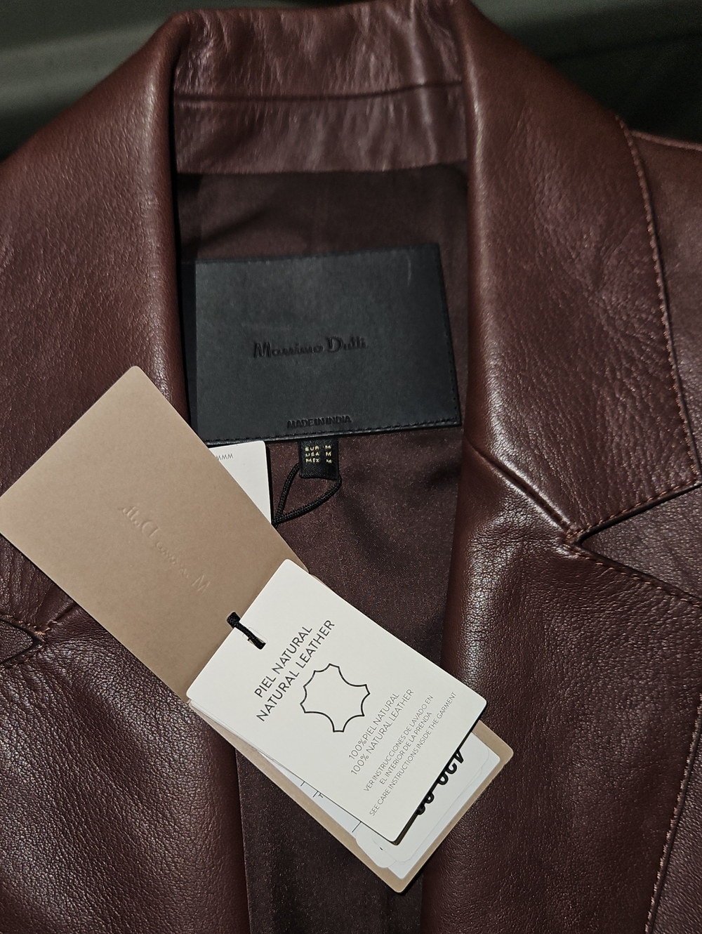 Massimo Dutti Chestnut Leather Bomber Jacket